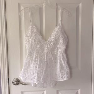 White peplum tank with tie back - size L
